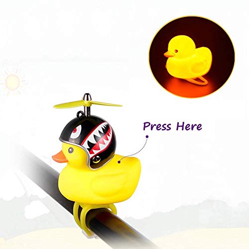 Duck Bike Bell, Rubber Duck Bicycle Accessories with LED Light, Cute Propeller Handlebar Bicycle Horns for Kids Toddler Children Adults Sport Outdoor