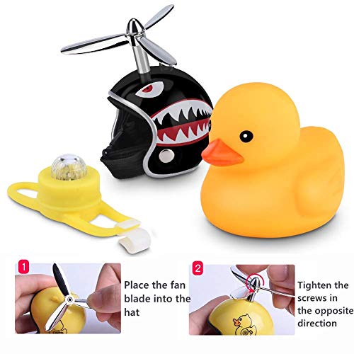 Duck Bike Bell, Rubber Duck Bicycle Accessories with LED Light, Cute Propeller Handlebar Bicycle Horns for Kids Toddler Children Adults Sport Outdoor