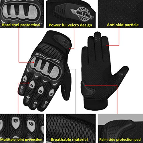 ALPHA CYCLE GEAR Moto Sports Gloves (Black, Medium)