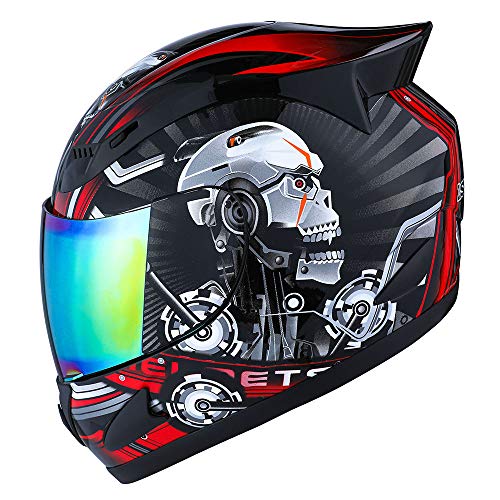 1Storm Motorcycle Bike Full FACE Helmet Mechanic Skull