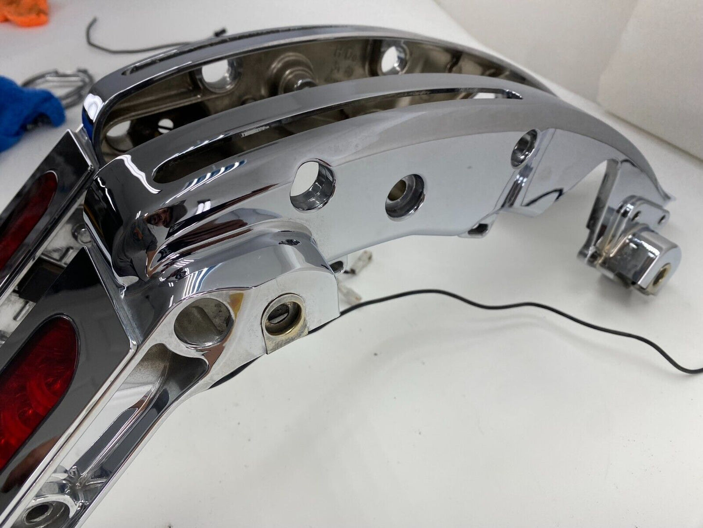 2014 Harley Electra Glide Chrome Rear Fender Strut w/ Custom Dynamics Lights