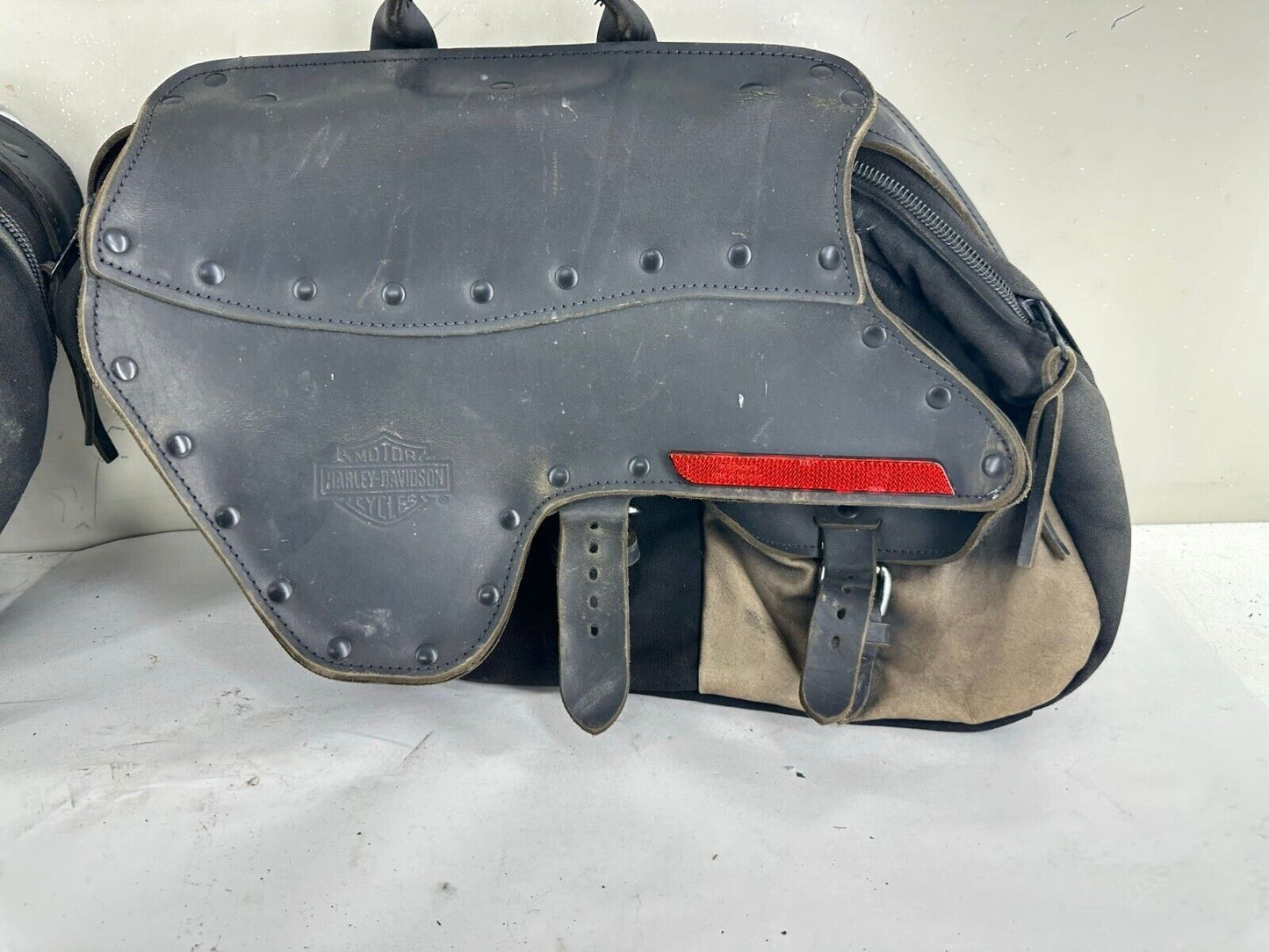 1996 HARLEY DAVIDSON DYNA OEM HO Convertible Canvas + Leather Saddle Bags