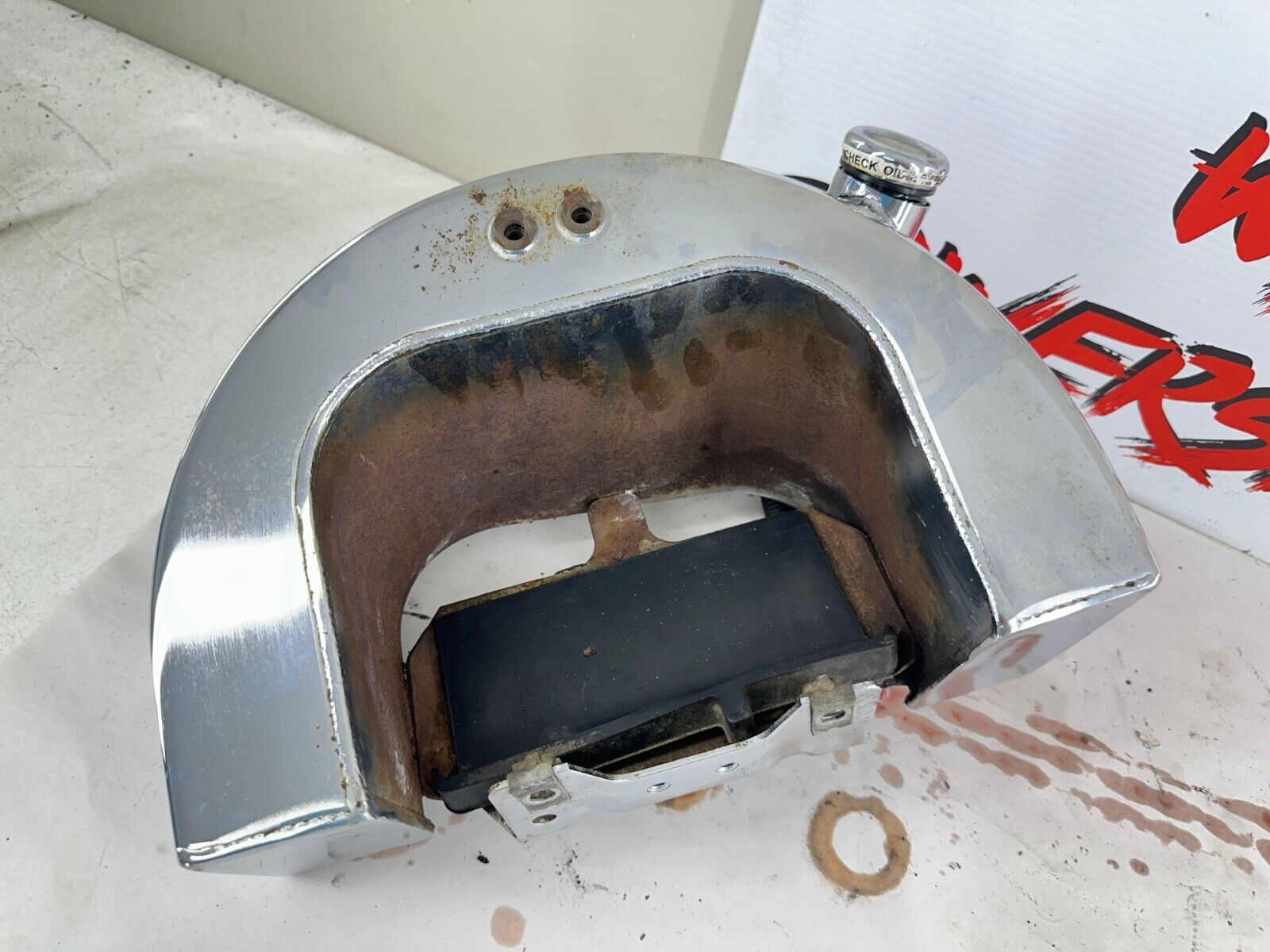 2001 HARLEY SOFTAIL Chrome Oil Tank Sack Bag With Tubes Hoses