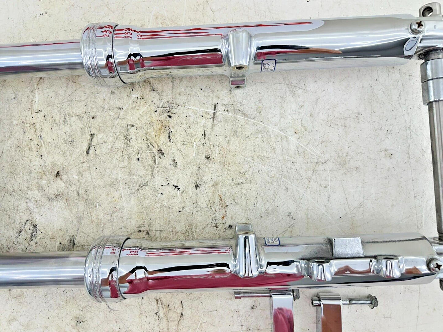 2002 HARLEY DYNA LOW RIDER 41mm Front Forks Wide Glide Chrome Lowers+Triple Tree