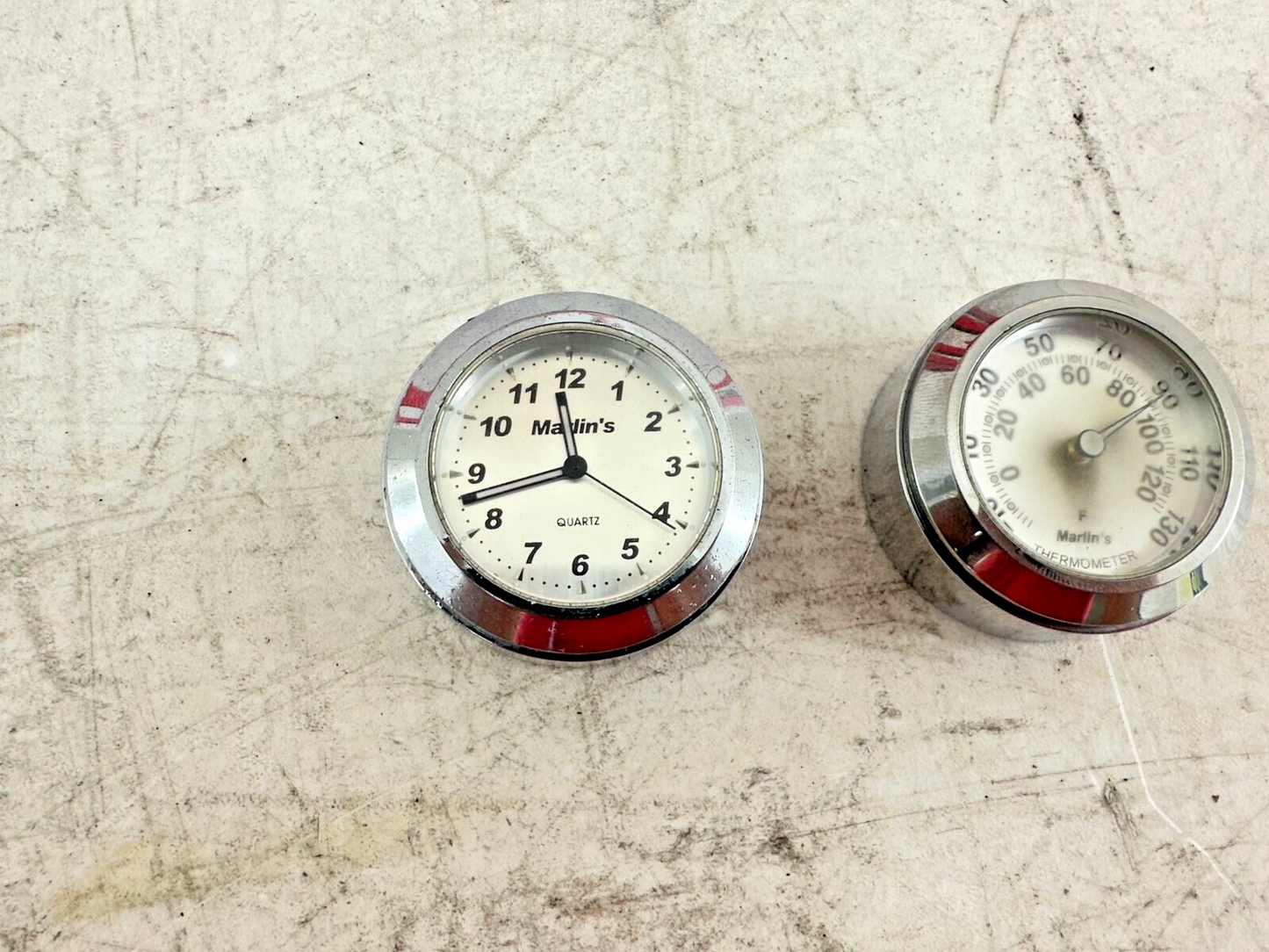 1998 HARLEY DAVIDSON SOFTAIL Marlins Thermometer + Clock Chrome Face