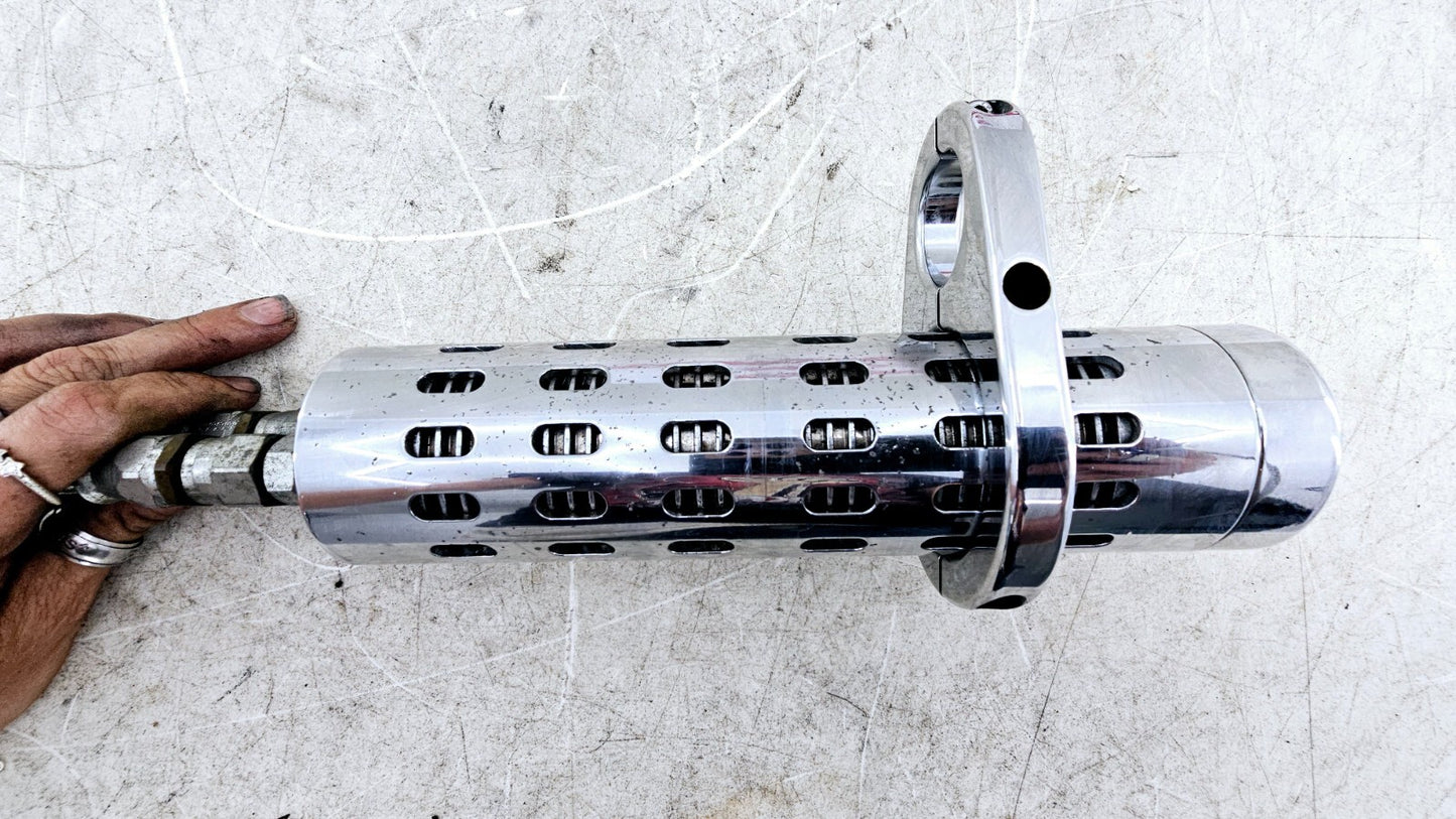 1988 HARLEY SOFTAIL Oil Cooler Frame Tube Chrome Clamp w/ Braided Hose