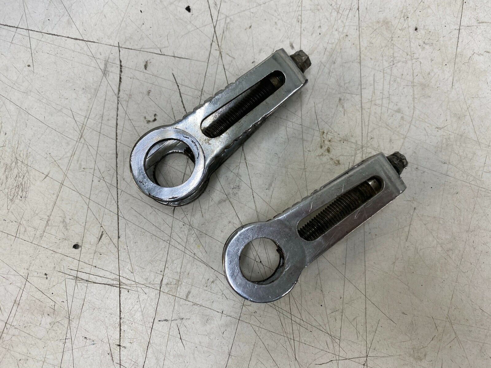 2005 Triumph Bonneville America Rear Axle Adjuster Adjustment Blocks Tensioner