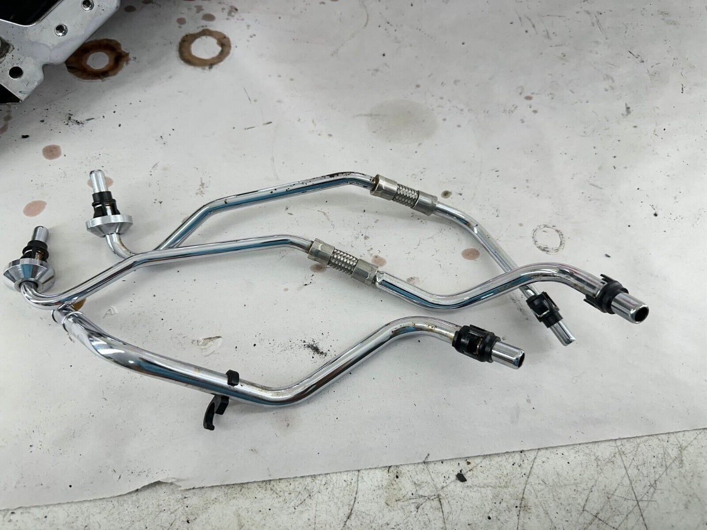 2001 HARLEY SOFTAIL Chrome Oil Tank Sack Bag With Tubes Hoses