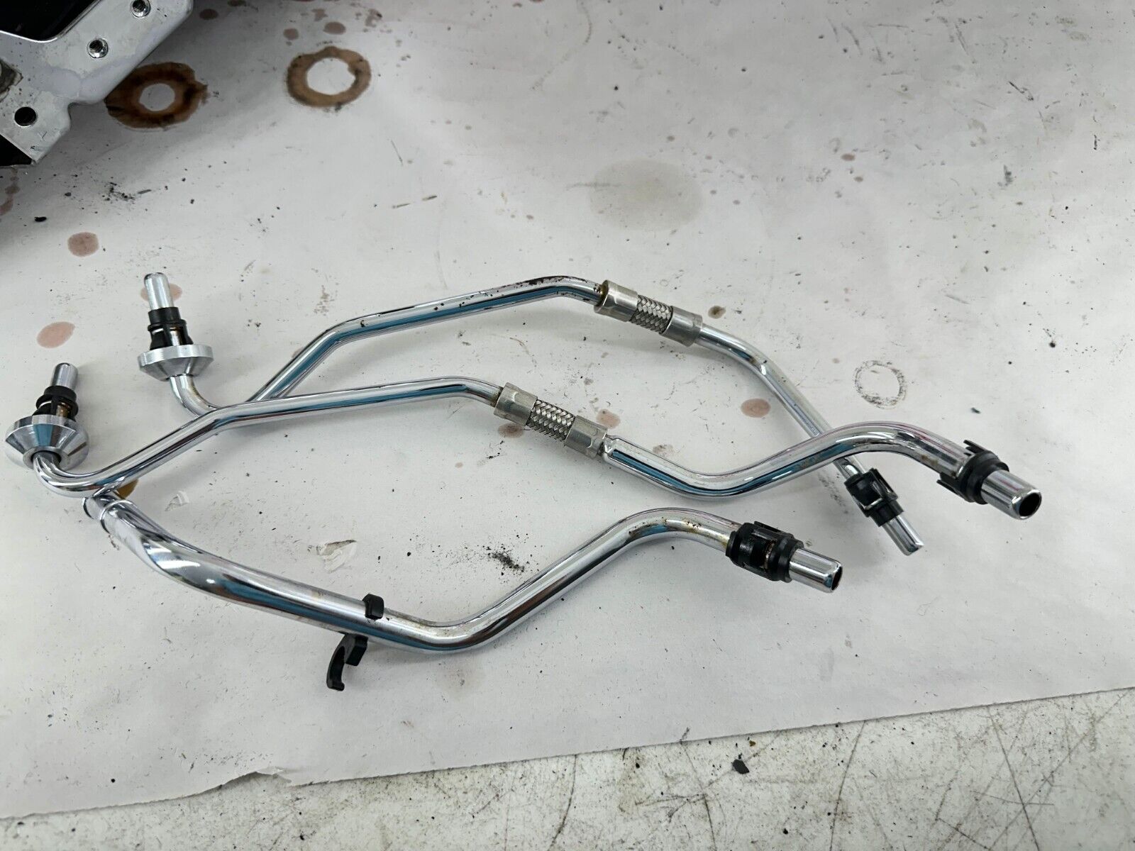 2001 HARLEY SOFTAIL Chrome Oil Tank Sack Bag With Tubes Hoses