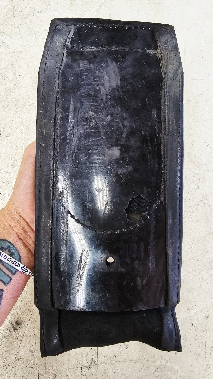 1993 HARLEY SOFTAIL Leather Fuel Tank Filler Panel Pouch Console