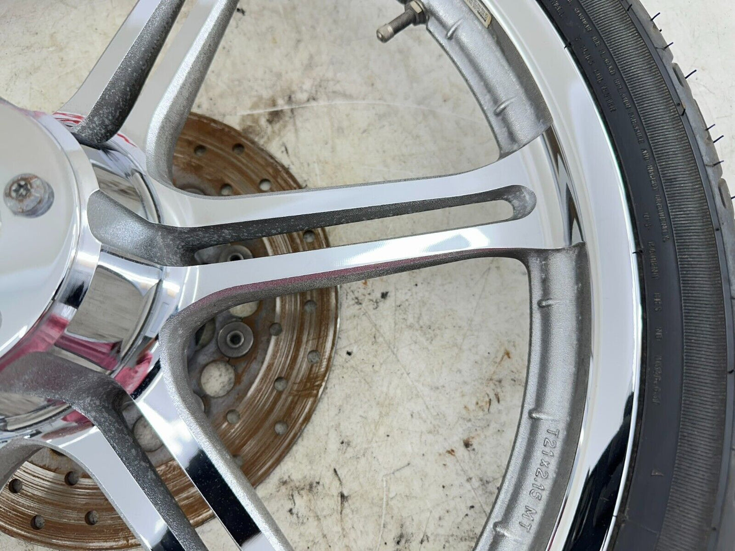 2002 HARLEY DYNA LOW RIDER 21" Slotted 6 Spoke Front Wheel Rim Tire 00 Up Front