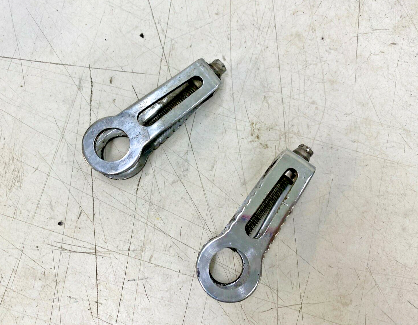 2005 Triumph Bonneville America Rear Axle Adjuster Adjustment Blocks Tensioner