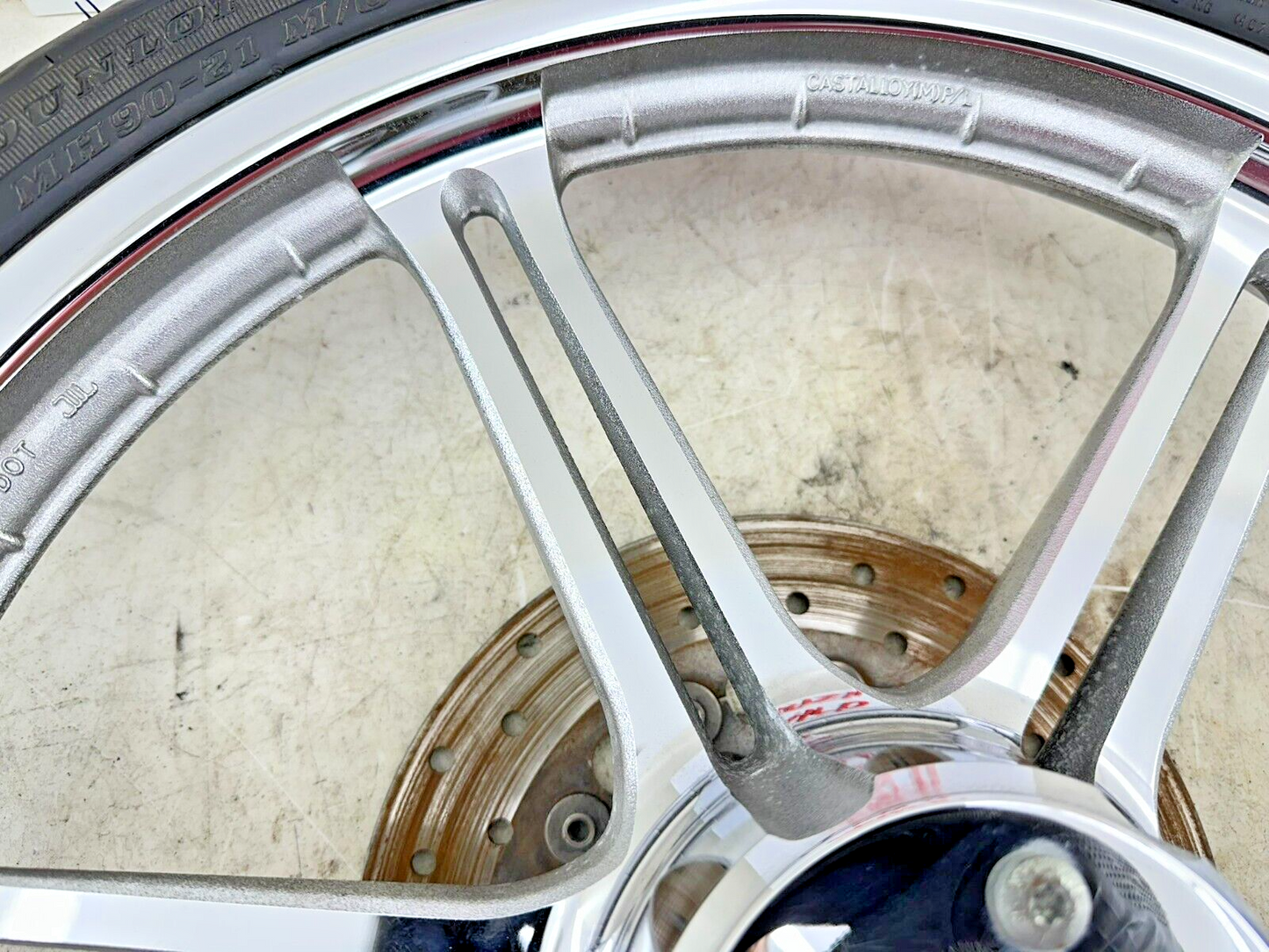 2002 HARLEY DYNA LOW RIDER 21" Slotted 6 Spoke Front Wheel Rim Tire 00 Up Front