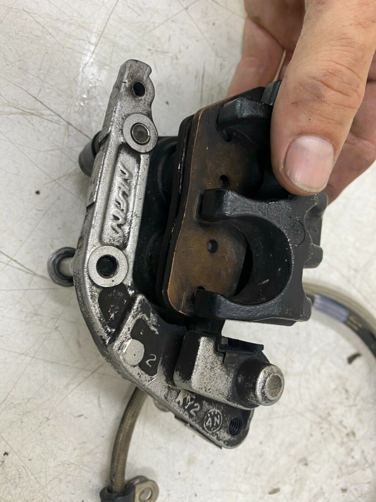 2005 Triumph Bonneville Left Front Brake Caliper Braided Hose Works