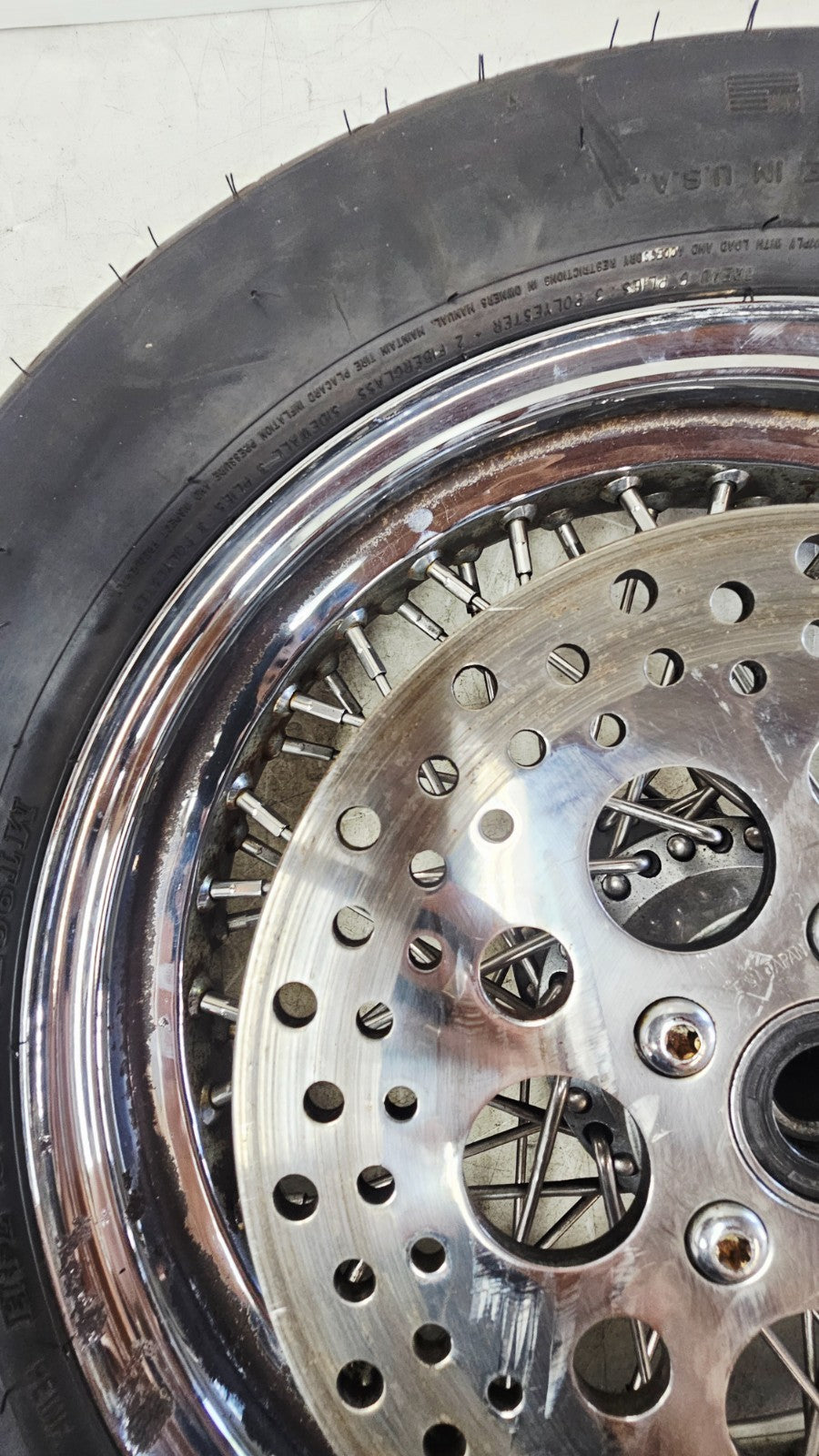 1988 HARLEY SOFTAIL 16x3 Rear Wheel Rim Tire Spoked Laced Brake Rotor