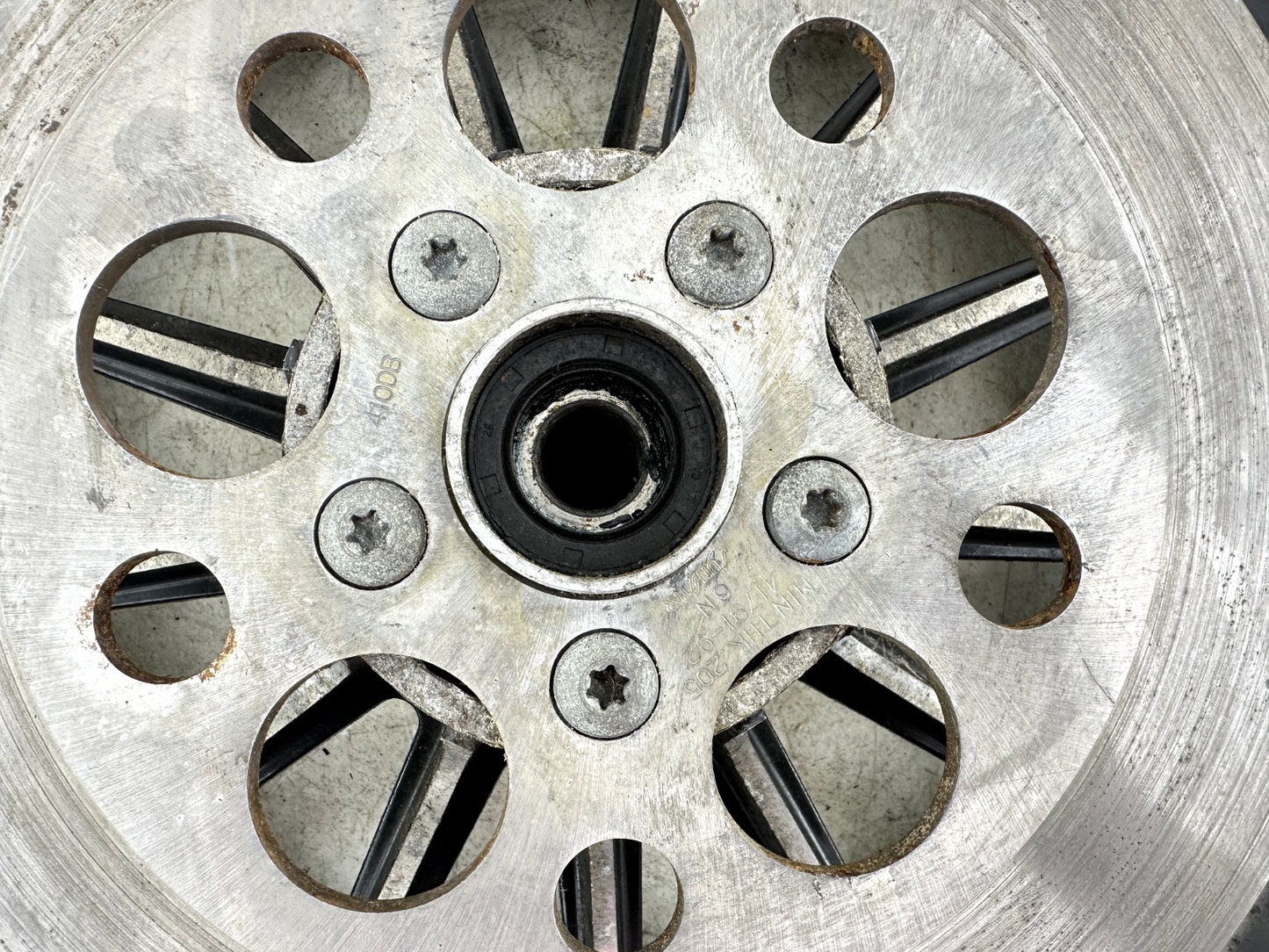 1997 HARLEY DYNA 13 Spoke 16" Rear Mag Wheel Rim + Rotor