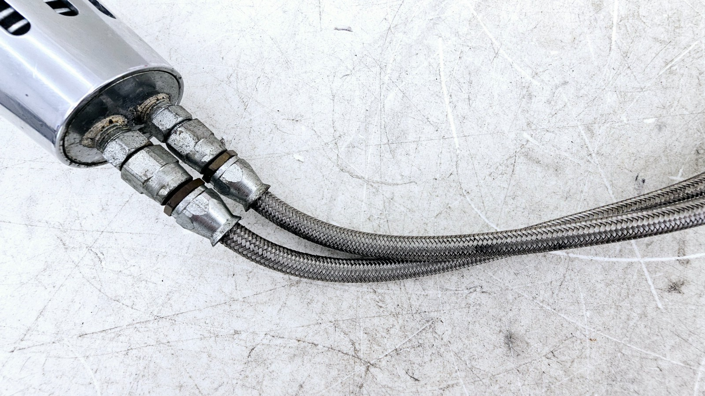 1988 HARLEY SOFTAIL Oil Cooler Frame Tube Chrome Clamp w/ Braided Hose