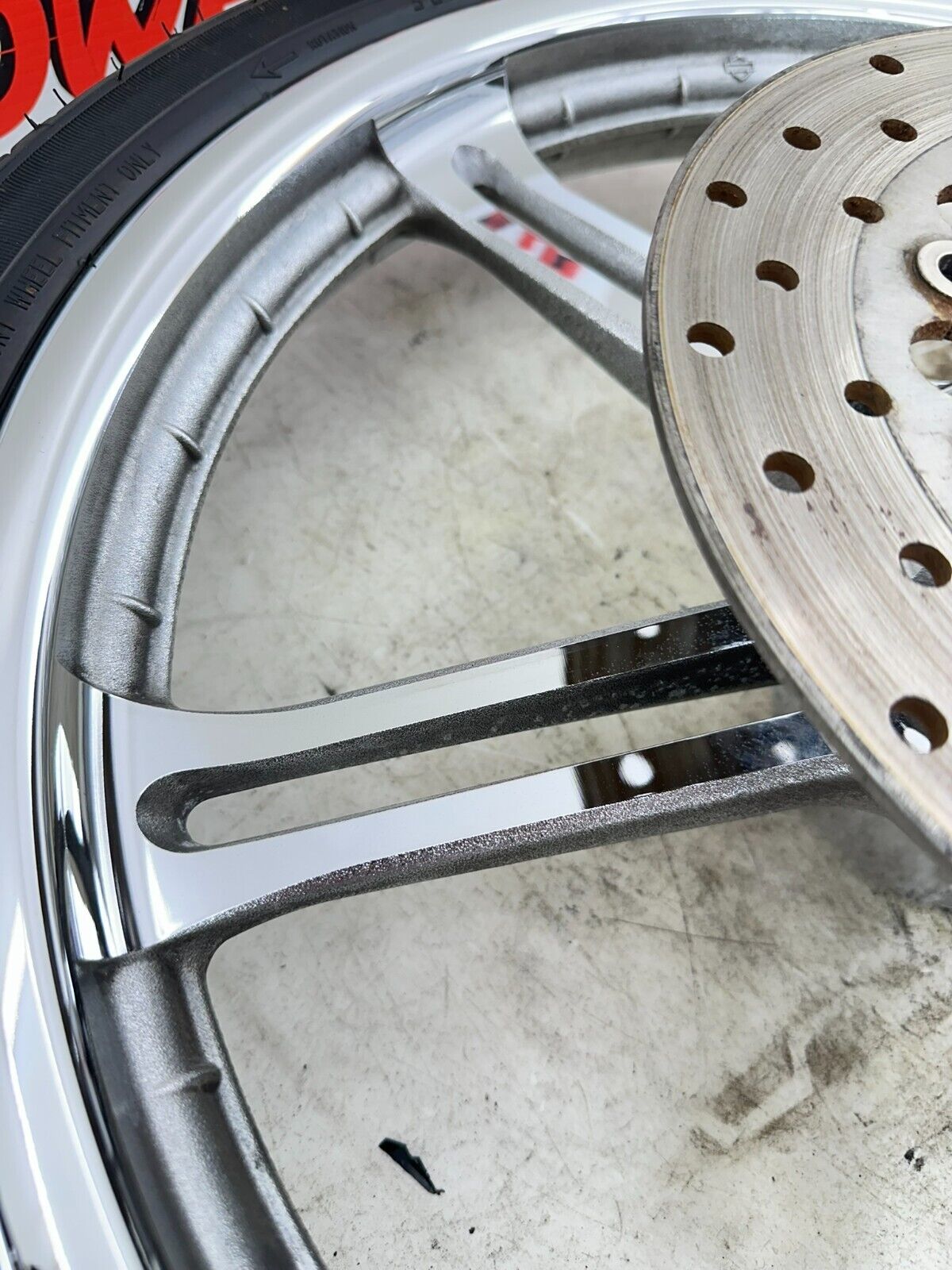 2002 HARLEY DYNA LOW RIDER 21" Slotted 6 Spoke Front Wheel Rim Tire 00 Up Front
