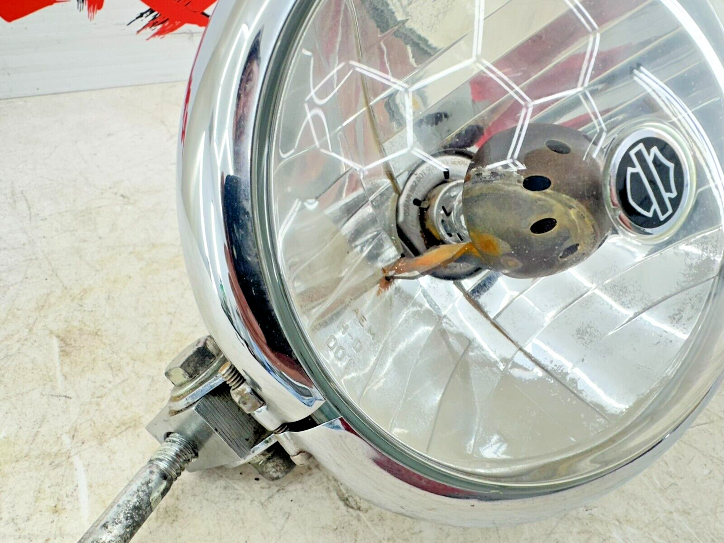 1999 HARLEY SOFTAIL Chrome Headlight Housing Trim Ring + MTG Tab