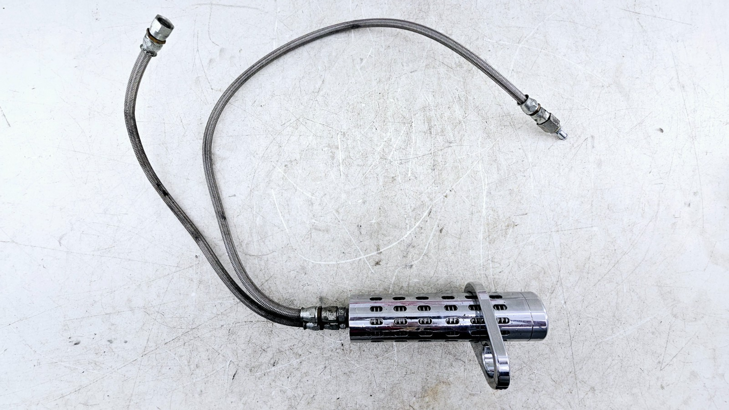1988 HARLEY SOFTAIL Oil Cooler Frame Tube Chrome Clamp w/ Braided Hose