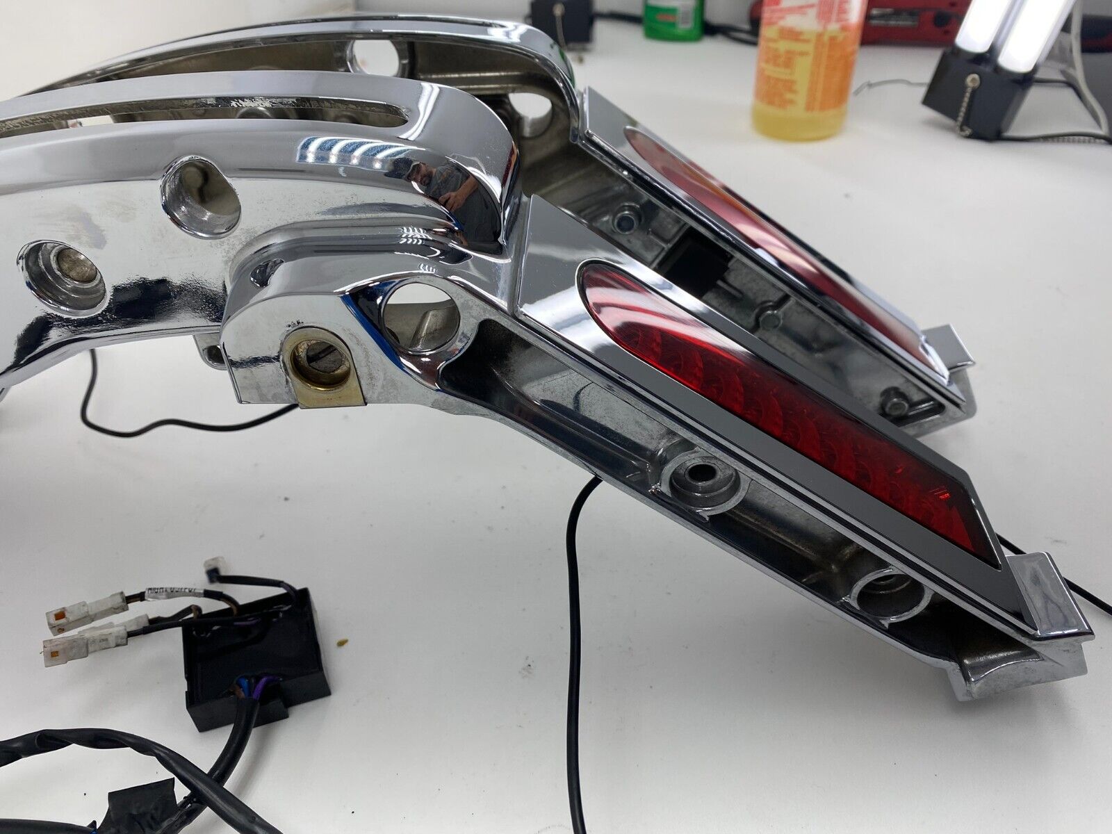 2014 Harley Electra Glide Chrome Rear Fender Strut w/ Custom Dynamics Lights