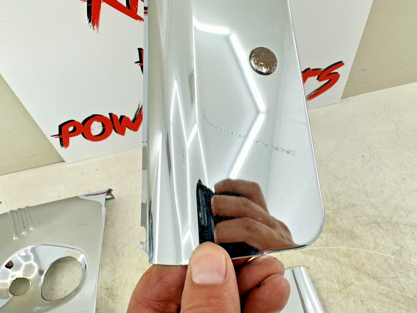 2002 HARLEY SOFTAIL Chrome Upper Fork Headlight Tin Ribbed Face Cover Kit