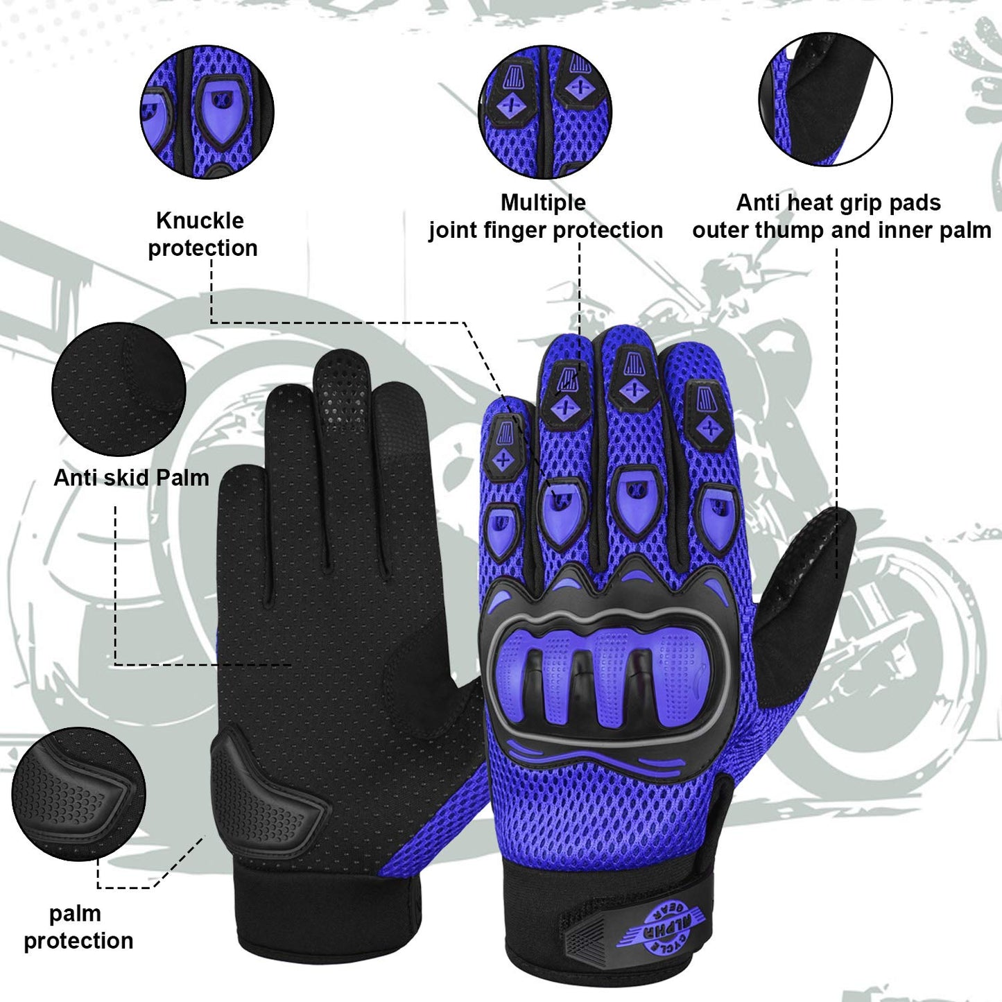 ALPHA CYCLE GEAR Moto Sports Gloves (Black, Medium)