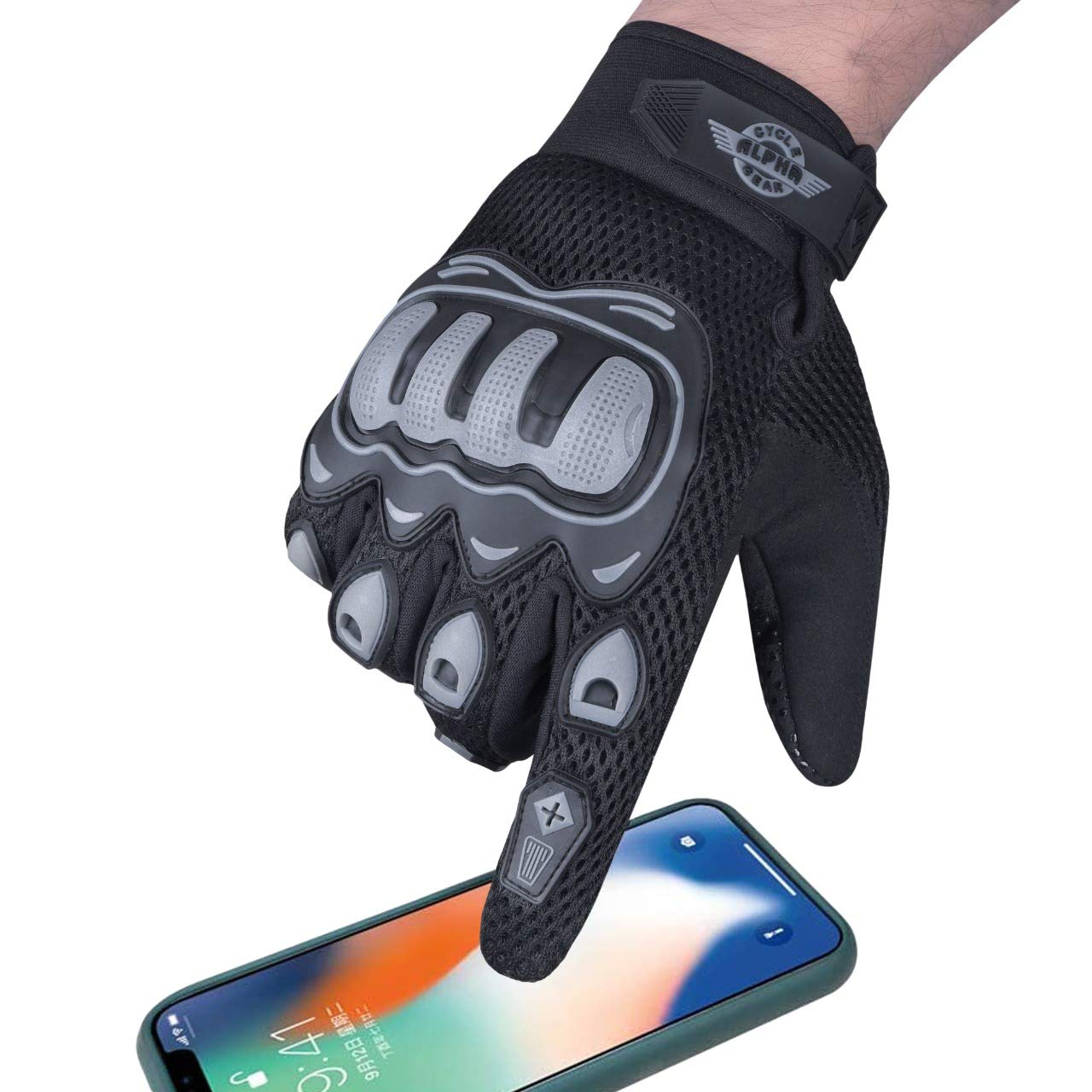 ALPHA CYCLE GEAR Moto Sports Gloves (Black, Medium)