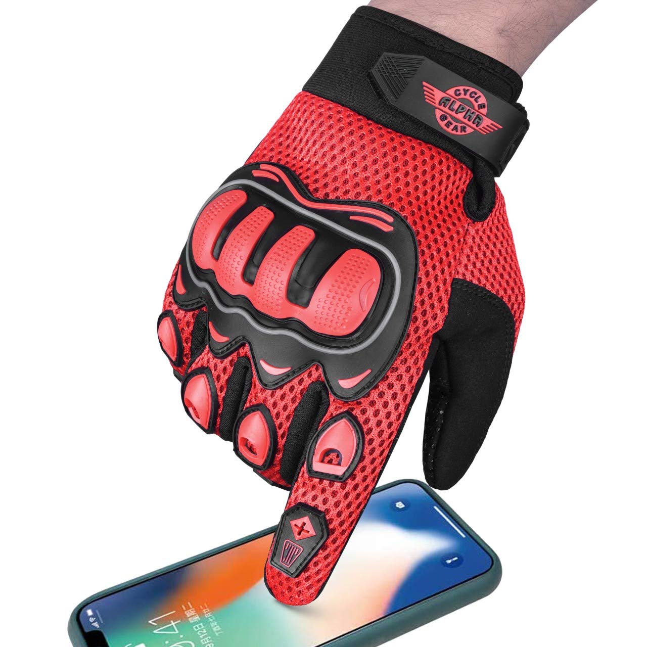 ALPHA CYCLE GEAR Moto Sports Gloves (Black, Medium)