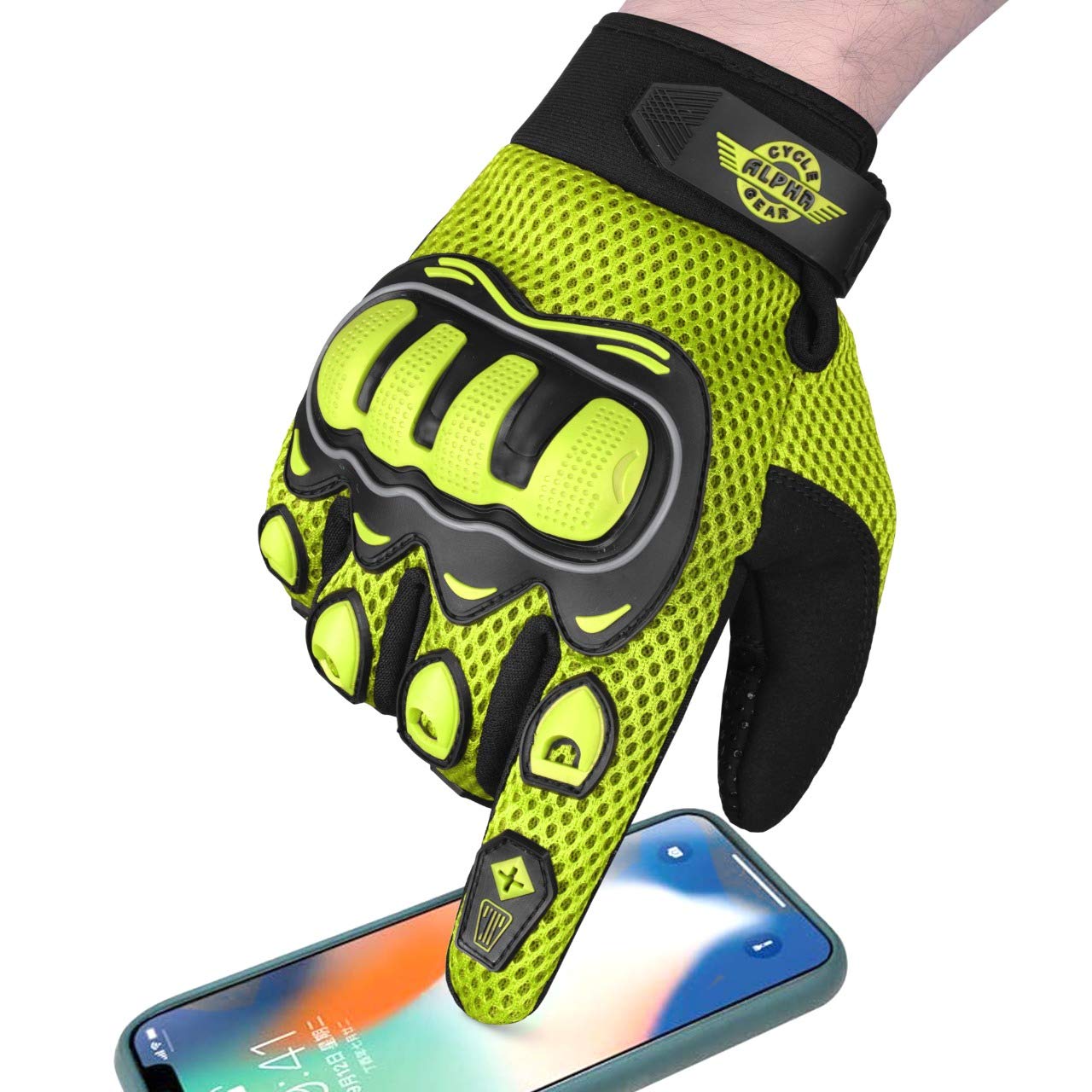 ALPHA CYCLE GEAR Moto Sports Gloves (Black, Medium)
