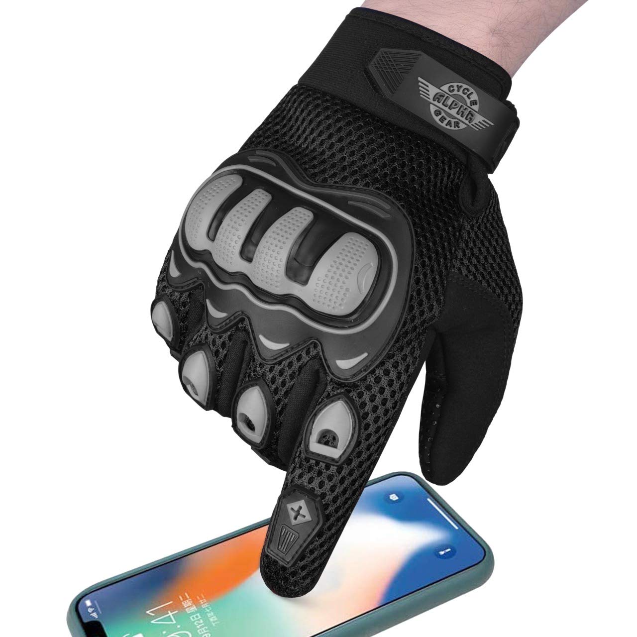 ALPHA CYCLE GEAR Moto Sports Gloves (Black, Medium)
