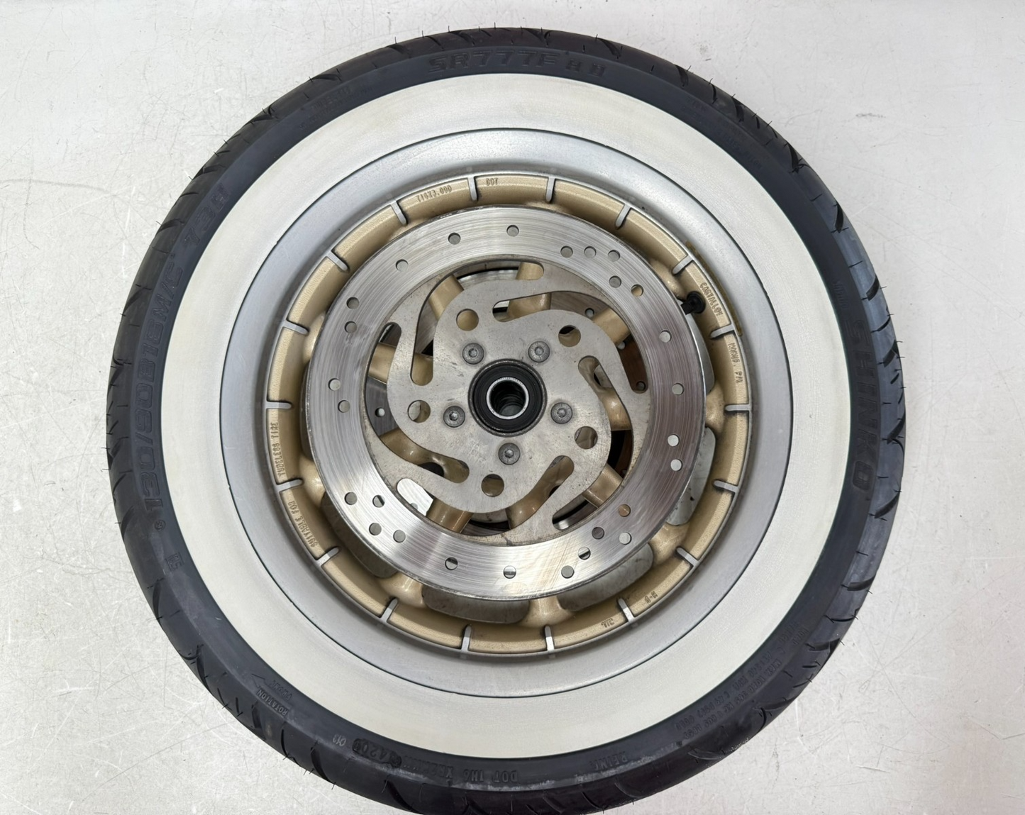 2003 HARLEY ELECTRA GLIDE 16 Front Wheel Gold Rim Tire 100th Anniversary 9 Spoke