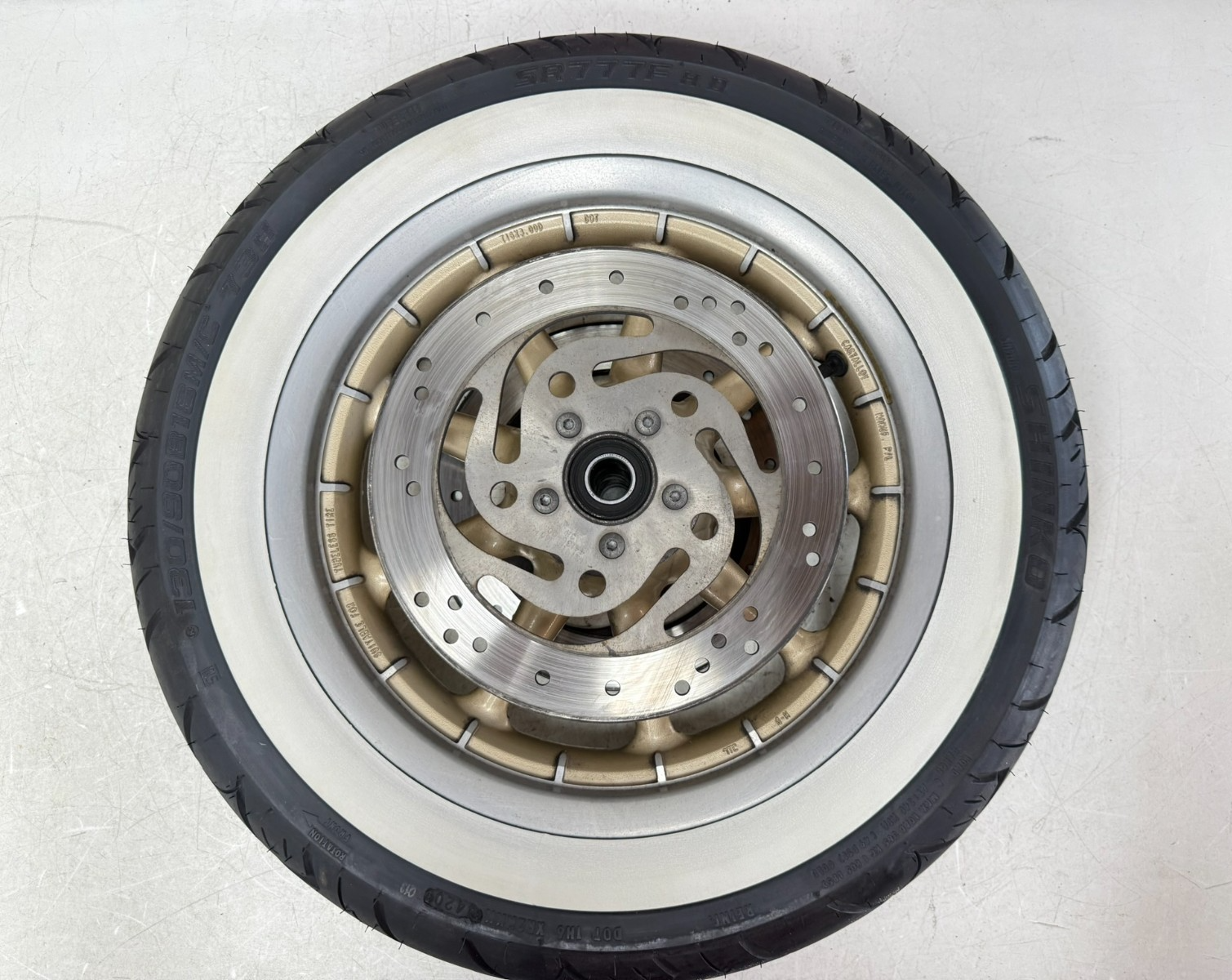 2003 HARLEY ELECTRA GLIDE 16 Front Wheel Gold Rim Tire 100th Anniversary 9 Spoke