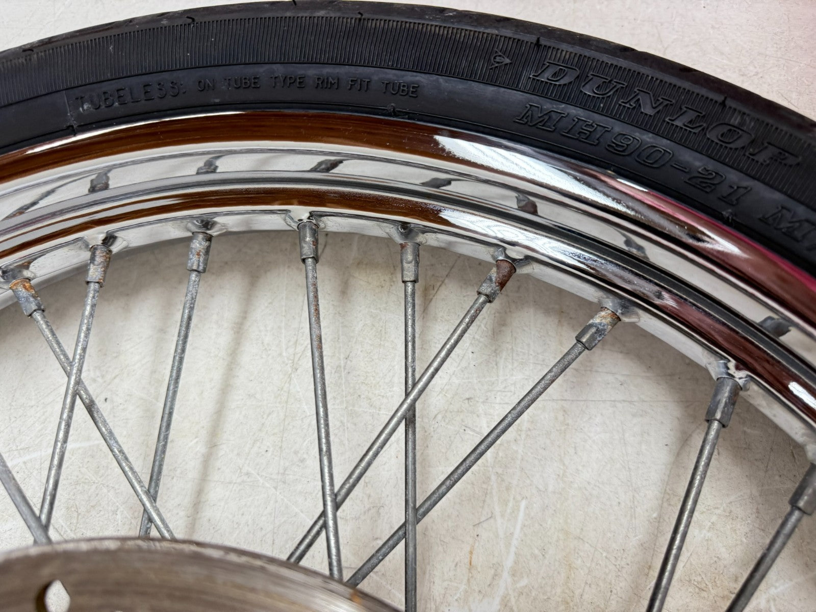 2003 Harley Davidson Sportster 21" Front Wheel Rim Tire Laced Spoke Brake Rotor