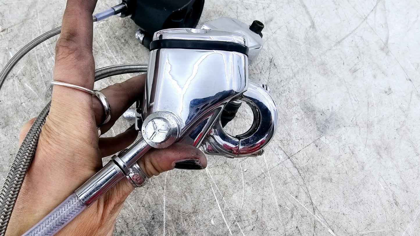 1998 HARLEY FLH ROADKING Dual Caliper Braided Hose +11/16 Chrome Master Cylinder