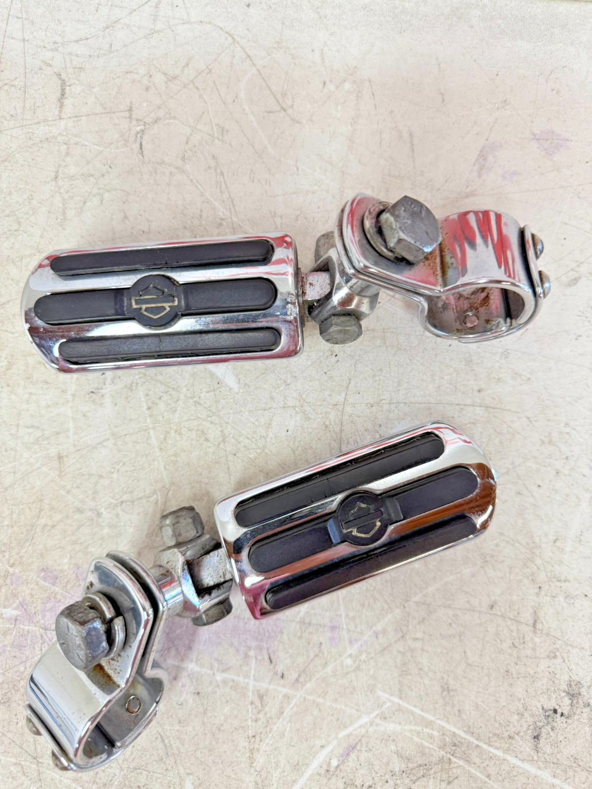 2003 HARLEY ELECTRA GLIDE Chrome Highway Footpeg Rest Pads & MTG Hardware