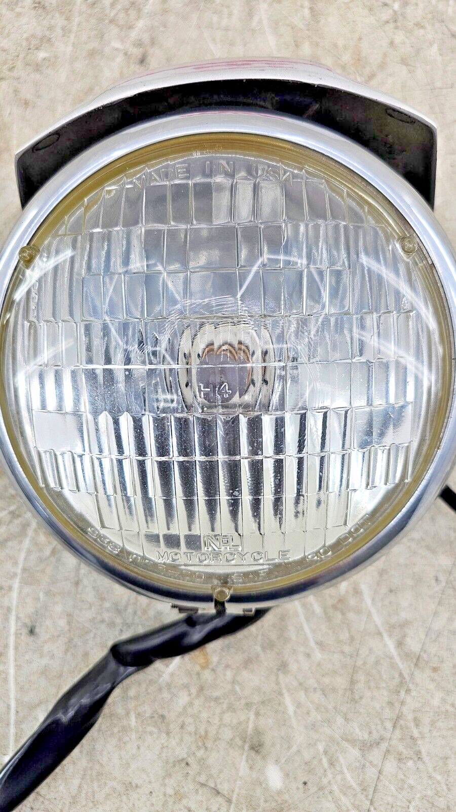 1995 HARLEY DYNA CONVERTIBLE Headlight Head Lamp + Chrome Mounting Bracket