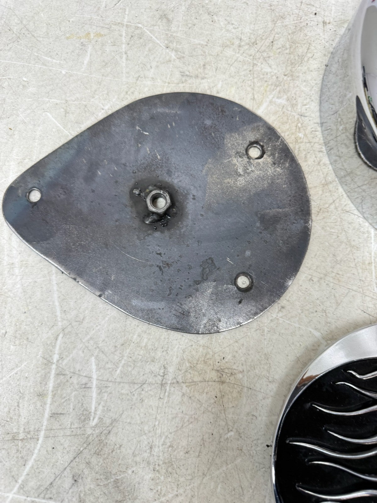 1993 HARLEY DYNA Wide Glide Flame Air Filter Housing Chrome Cover Backing Plate