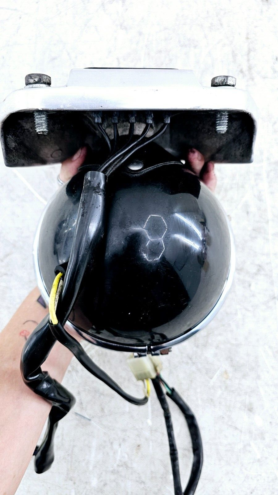1995 HARLEY DYNA CONVERTIBLE Headlight Head Lamp + Chrome Mounting Bracket