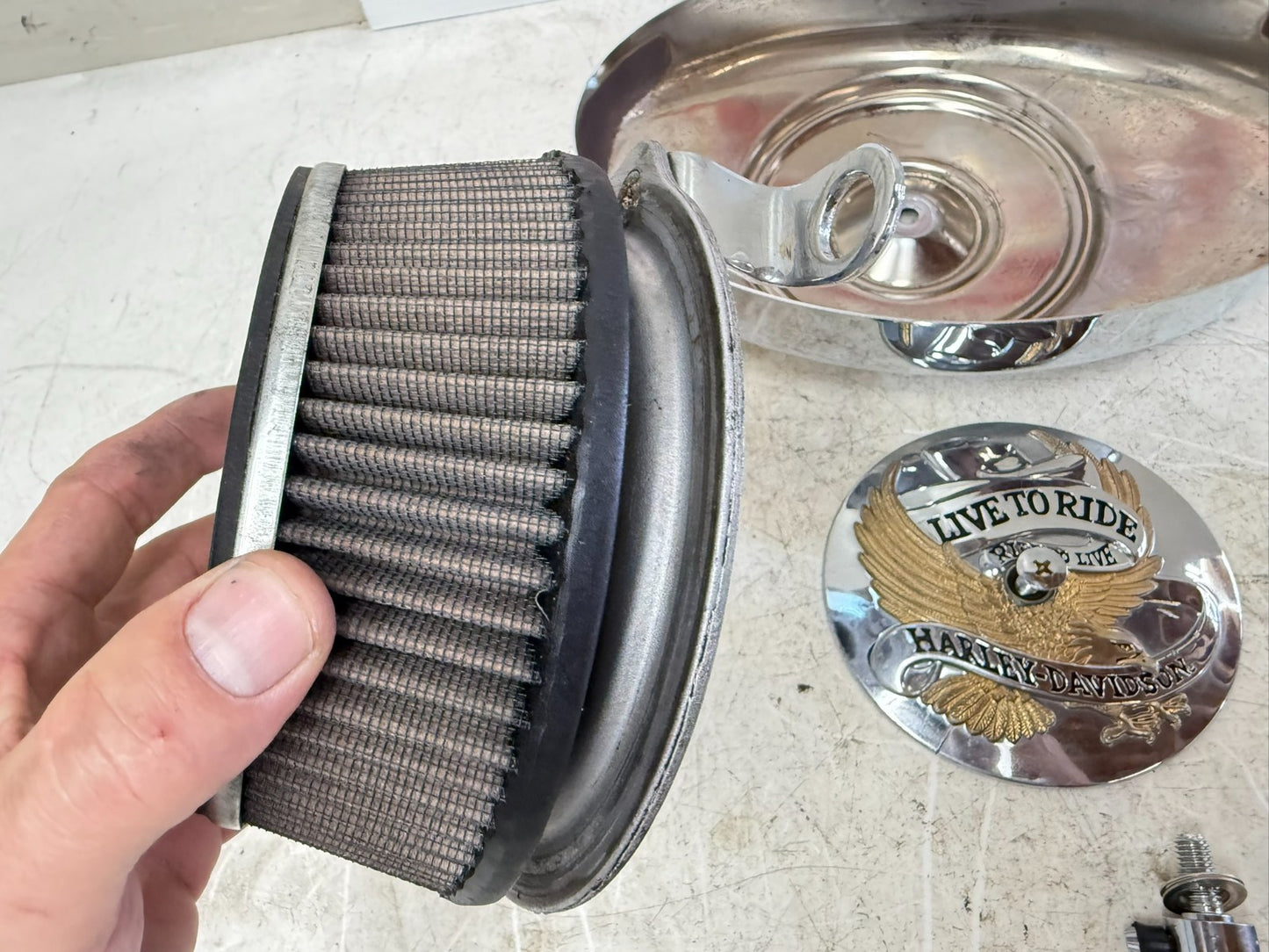 2003 HARLEY DYNA WIDE GLIDE Air Filter Cover Housing Backing Plate LIVE TO RIDE