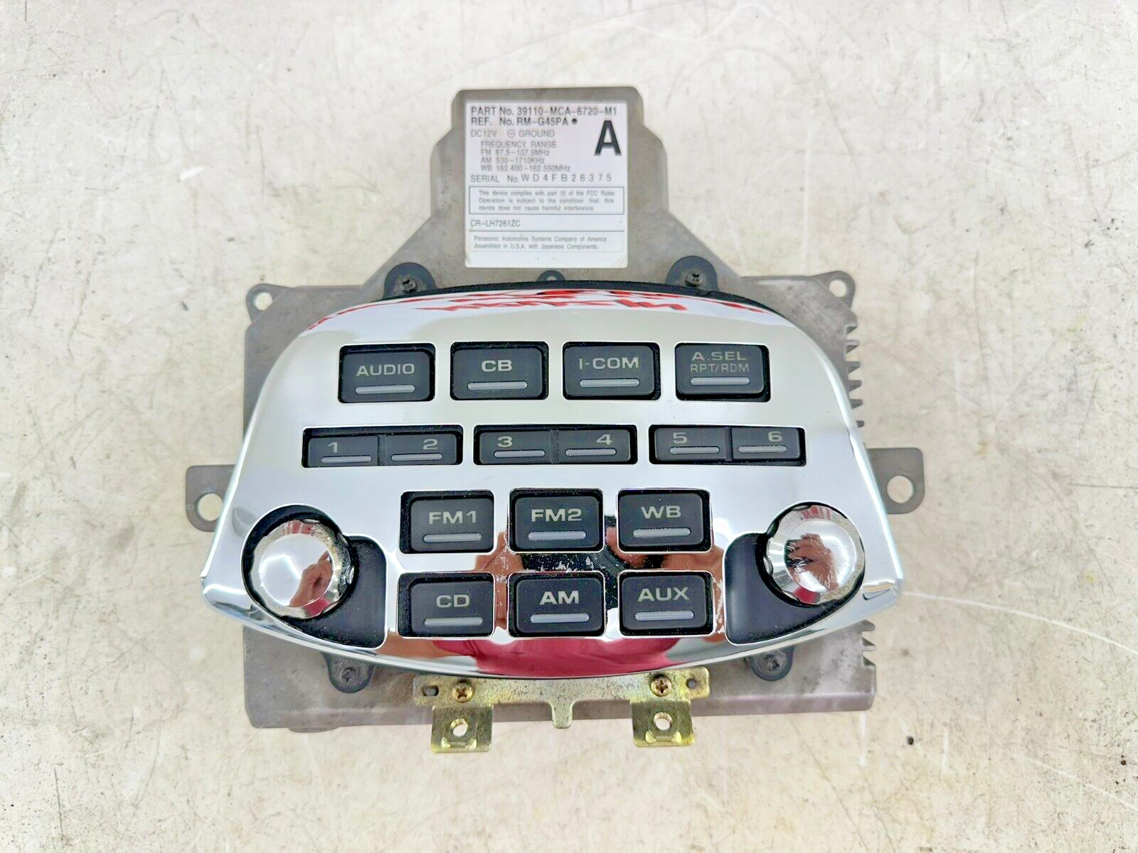 2004 Honda Goldwing GL1800 AM FM Stereo Radio Head Unit 39110-MCA-6720-M1