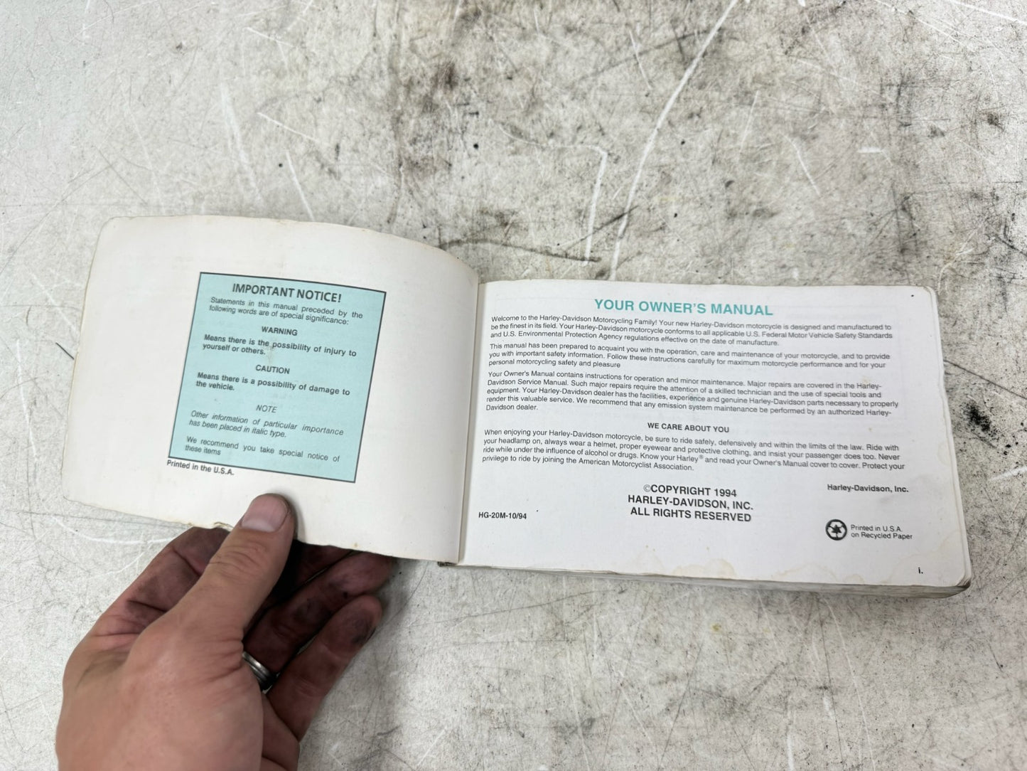 1995 HARLEY FLH ELECTRA GLIDE Owner's Operator Manual