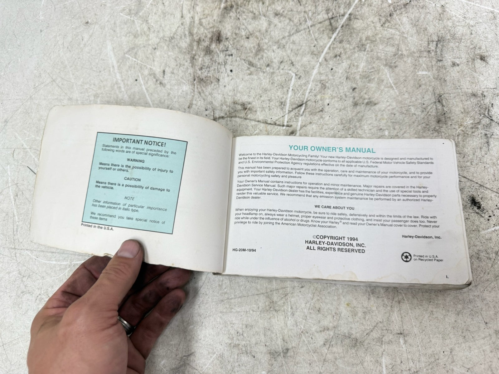 1995 HARLEY FLH ELECTRA GLIDE Owner's Operator Manual