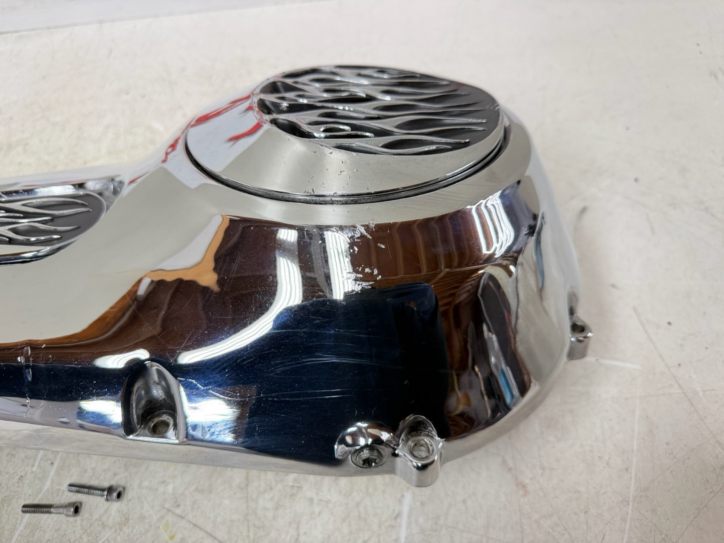 1993 HARLEY DYNA Wide Glide Outer Primary Clutch Chrome Flame Cover