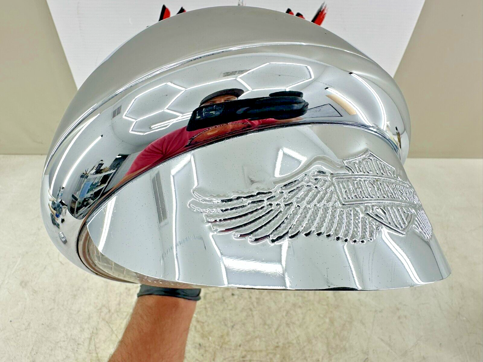 1995 HARLEY SOFTAIL OEM HD Chrome Headlight W/ Visor + MTG Bracket