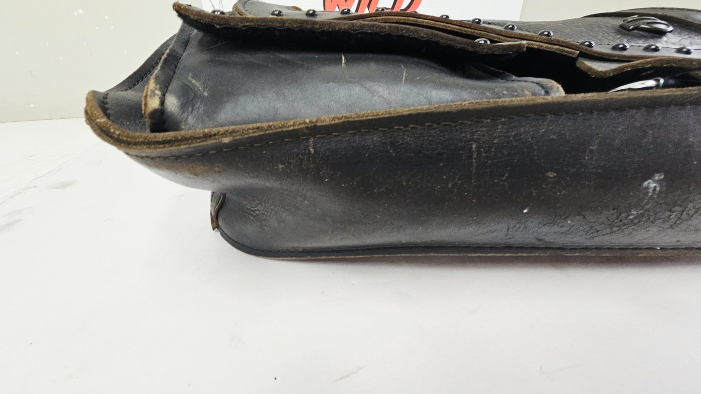 1995 HARLEY SOFTAIL FATBOY OEM Leather Studded Saddlebags Bags Rails Pair