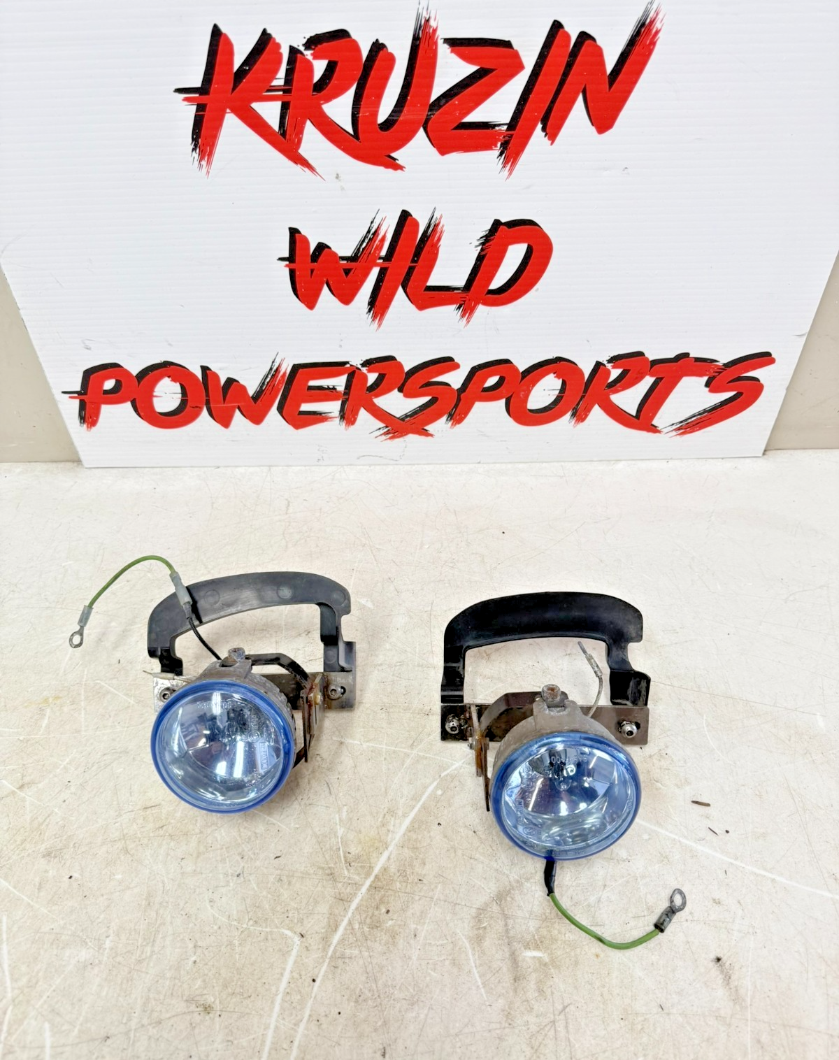 2002 Honda Goldwing GL1800 Fog Light Lamp Right Left Blue Lens w/ Mount Bracket