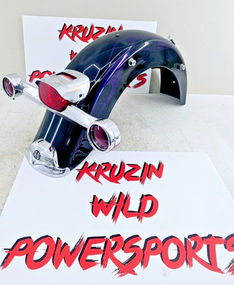 1998 HARLEY FLH ROADKING Rear Fender Brake Turn BLACK PURPLE FLAME OEM HD PAINT