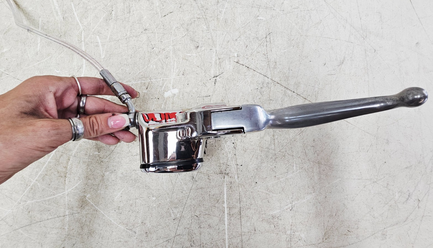 2000 HARLEY SOFTAIL DEUCE Brake Caliper Braided Hose 9/16 Chrome Master Cylinder