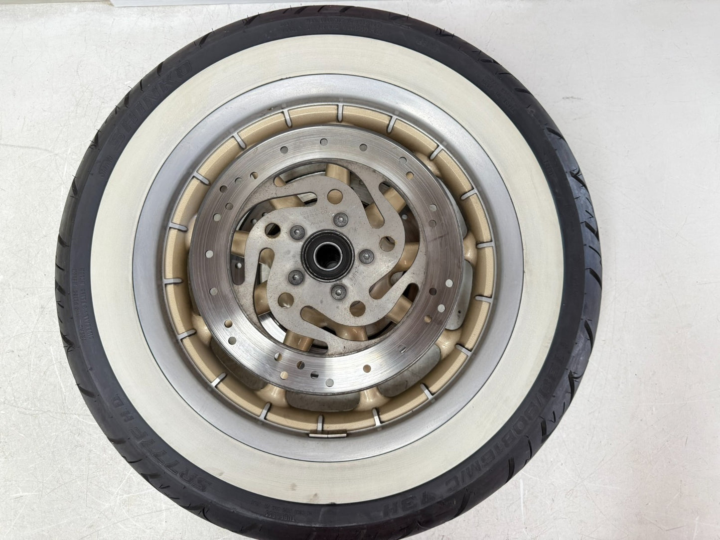 2003 HARLEY ELECTRA GLIDE 16 Front Wheel Gold Rim Tire 100th Anniversary 9 Spoke